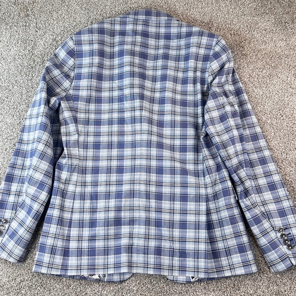 Paisley & Gray Blazer Mens 42R Plaid Slim Fit Cotton Stretch Sport Coat Preppy - Picture 3 of 11